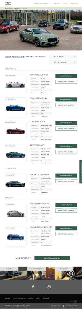 Кейс: Разработка сайта для Bentley Motors